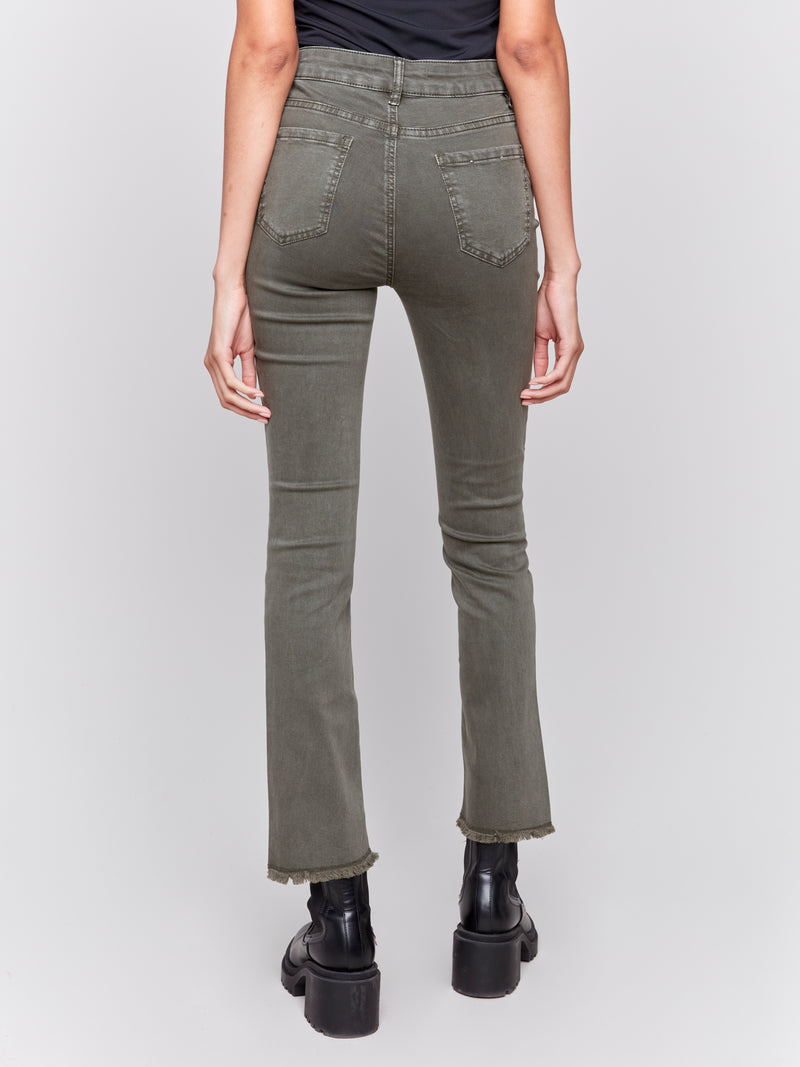 Charlie B Straightleg Assymetical Raw Hem Jeans Spruce