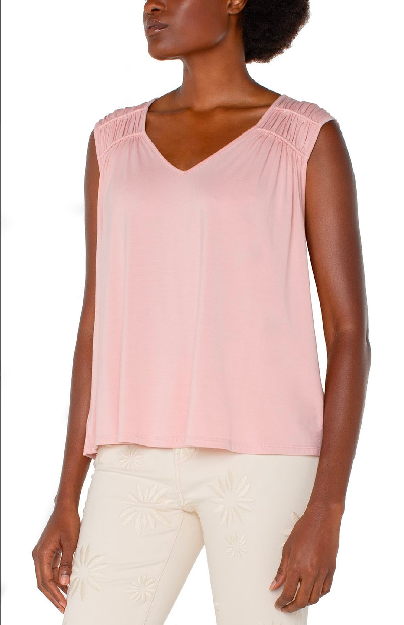 Liverpool V Neck Tank Top Pale Pink