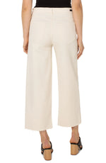 Liverpool Cream Stride Hi Rise Crop Wide Leg