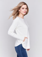 Charlie B Ecru Light Sweater With Eyelet Back Detail