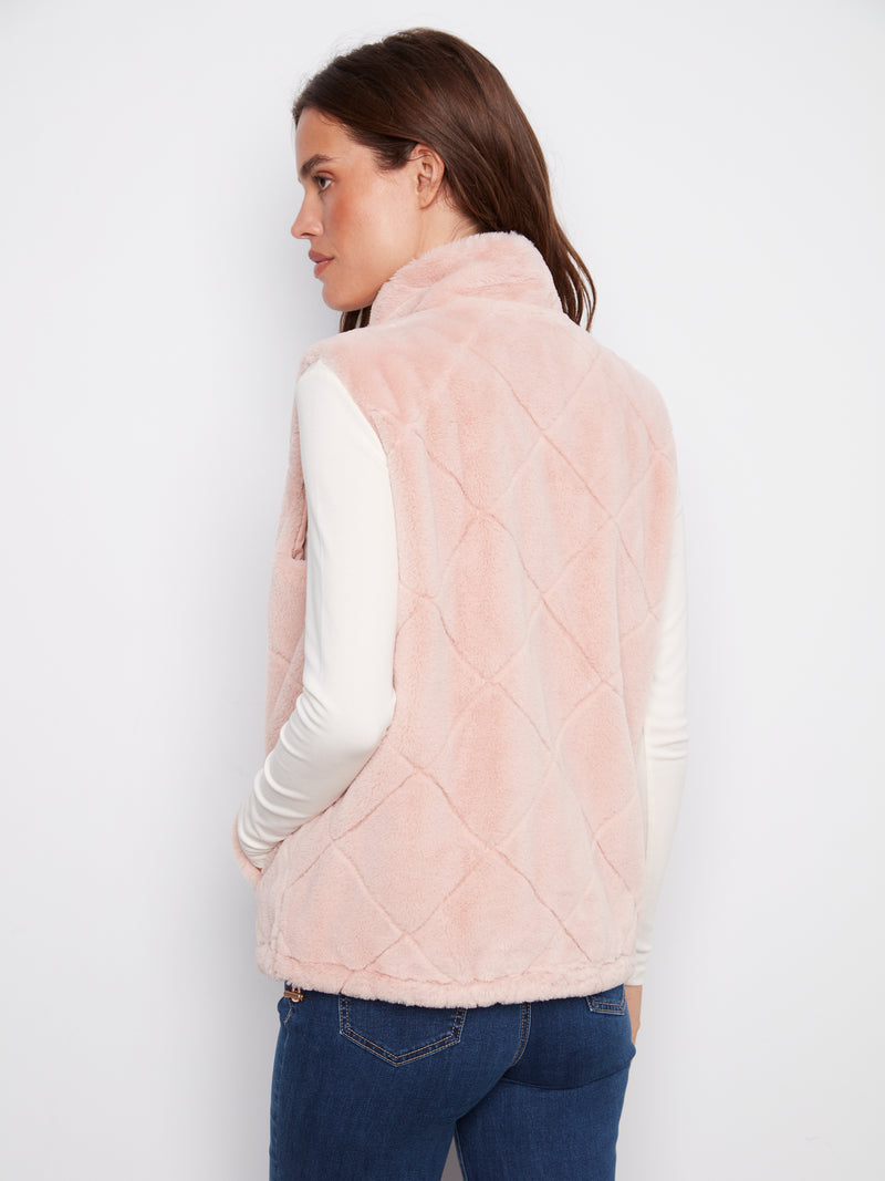 Charlie B Reversible Plush Vest Ballet Pink