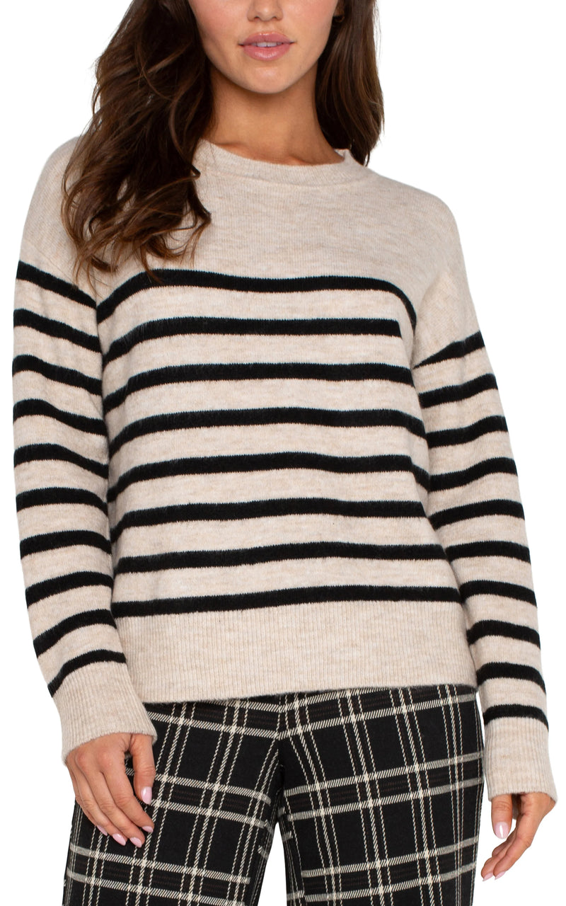 Liverpool Striped Sweater Oatmeal With Black Stripes