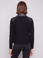 Charlie B Black Faux Suede Jacket With Ribbed Sleeves
