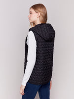 Charlie B Quilted Vest With Hearts Black