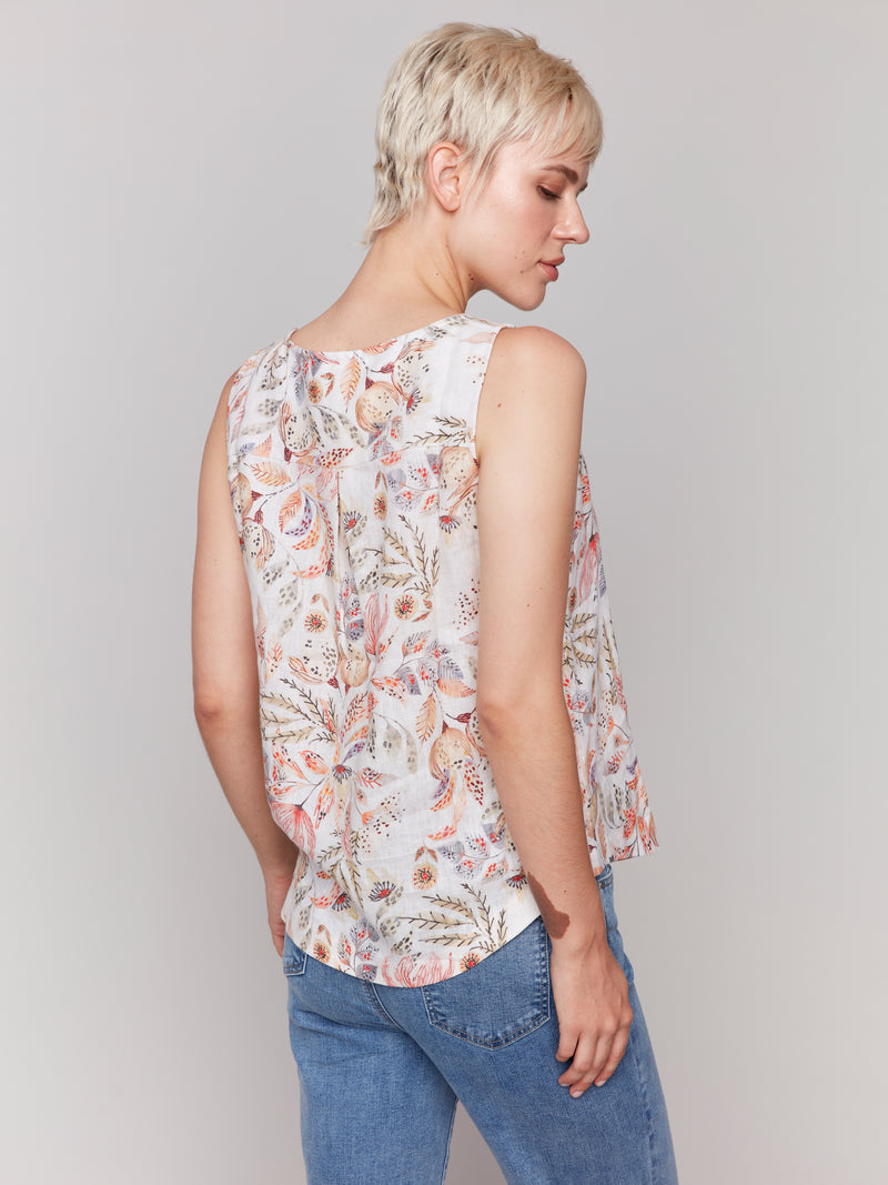 Charlie B Tropical Linen Tank Top
