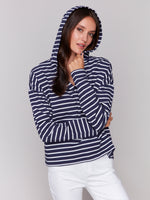 Charlie B Navy Striped Hoodie