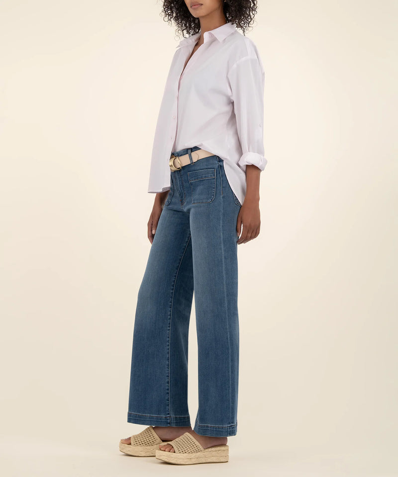 KUT Meg High Rise Wide Leg W/ Patch Pockets Loyalty Wash