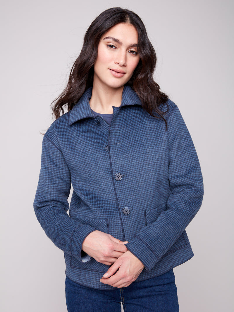 Charlie B Navy Plaid Reversible Jacket