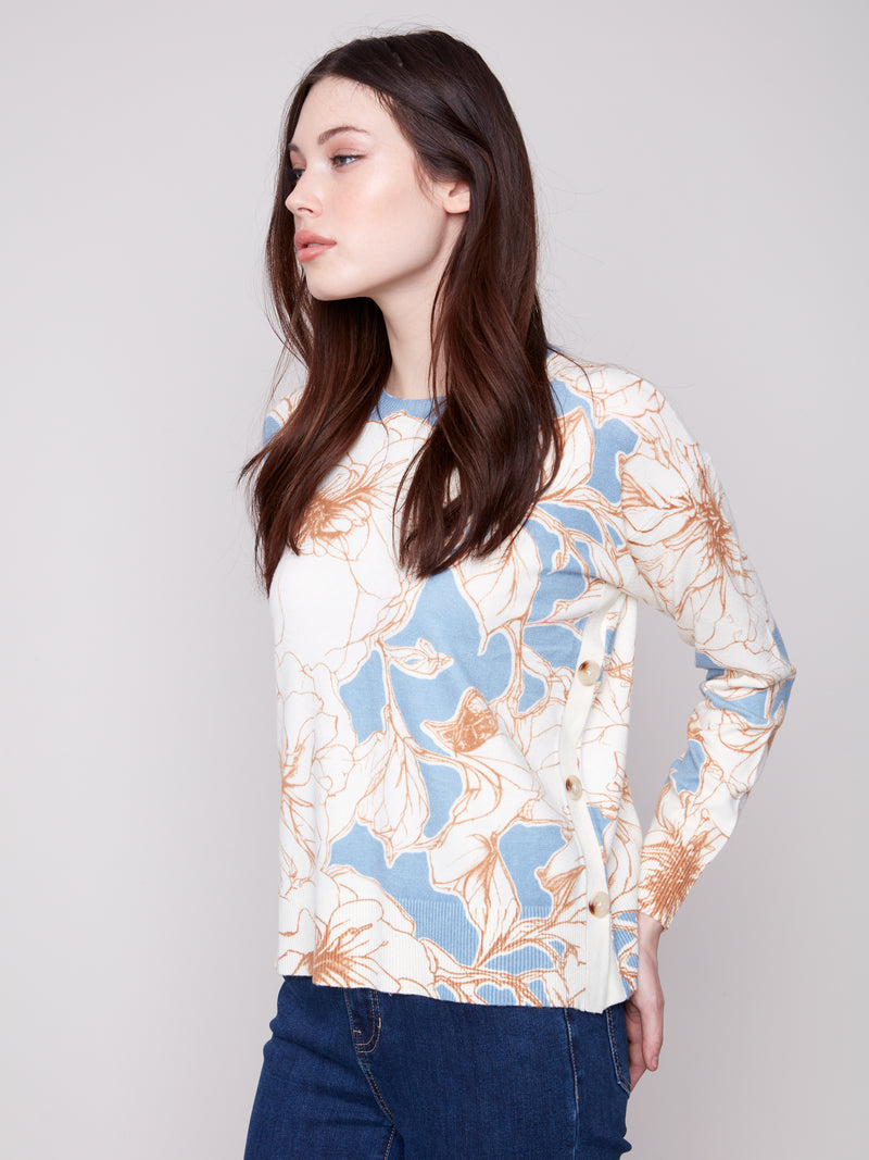Charlie B Drop Shoulder Sweater With Buttons