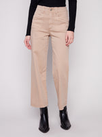 Charlie B Front Pocket Crop Wide Leg Sesame