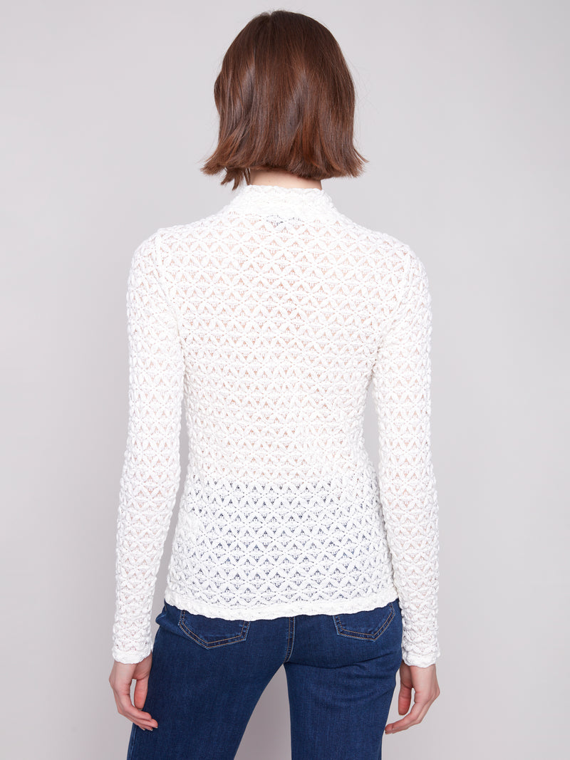 Charlie B Mock Neck Longsleeve Top Ecru