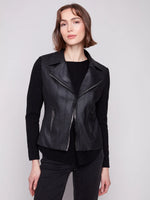 Charlie B Black Faux Suede Jacket With Ribbed Sleeves