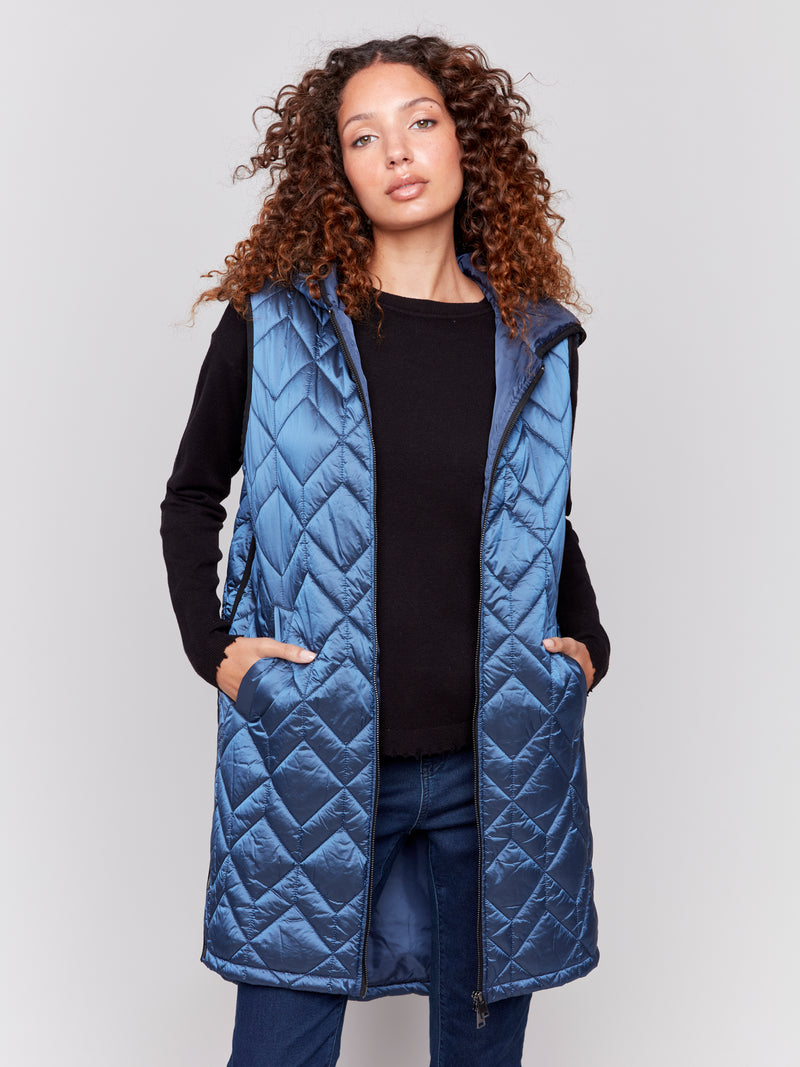 Charlie B Long Quilted Vest Glacier