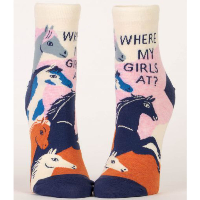 Blue Q Womens Ankle Socks "Where My Girls At"