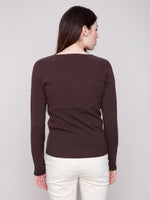 Charlie B Ribbed Knit Sweater With Heart Rivets