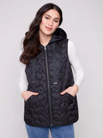 Charlie B Short Star Quilted Vest Black