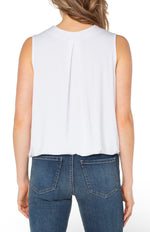 Liverpool Sleeveless Front Drape Blouse White