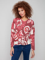 Charlie B V Neck Sweater Vibrant Print