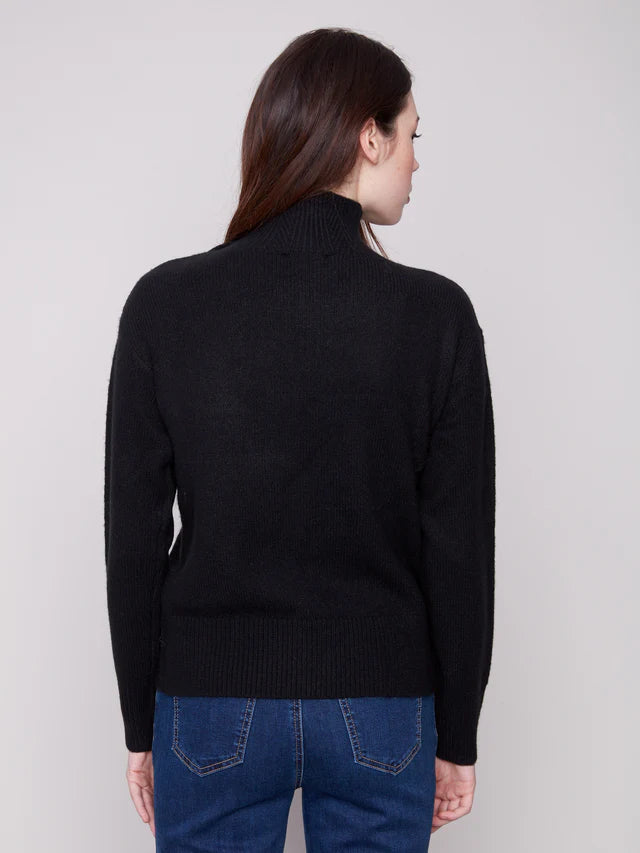 Charlie B Knit Black Sweater With Jewel Detail
