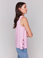 Charlie B Linen Tank Top With Side Bows