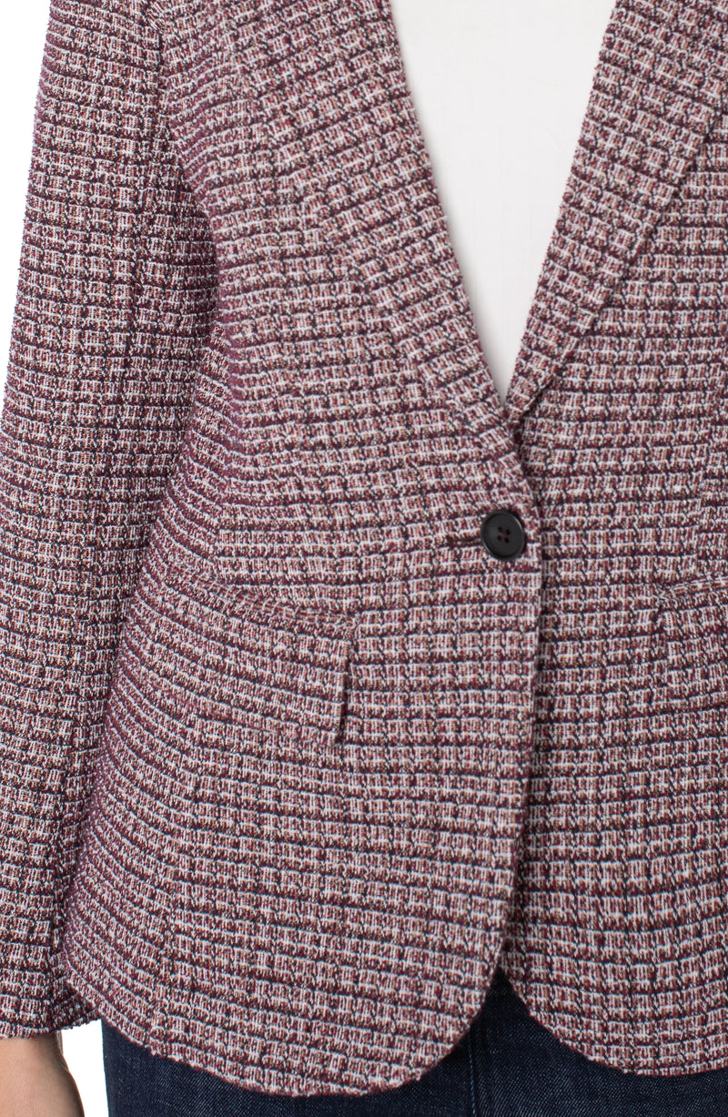 Liverpool Wine Multi Check Blazer With Removeable Hood