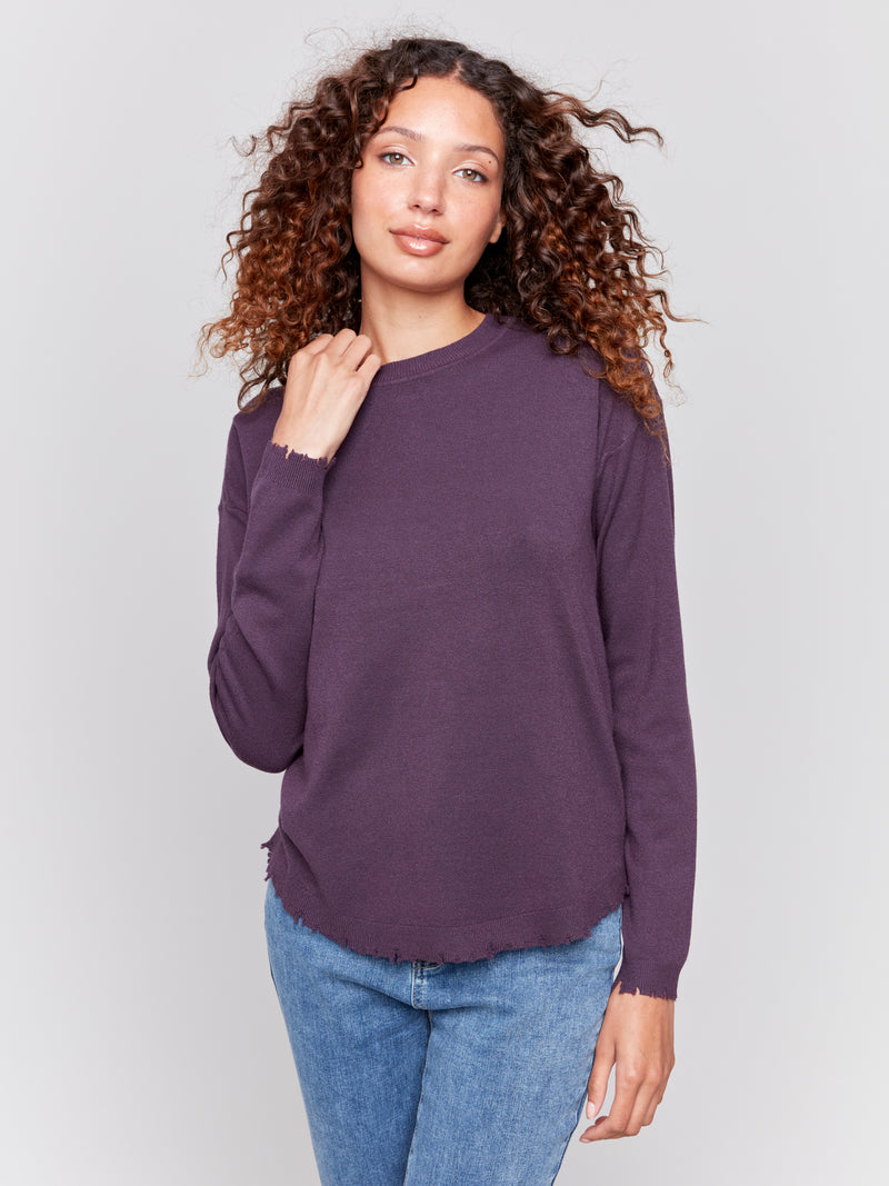 Charlie B Light Super Soft Plum Sweater