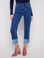 Charlie B Wide Leg Cuff Jeans Indigo