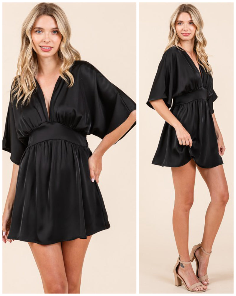 Black Silk Feel Mini Dress