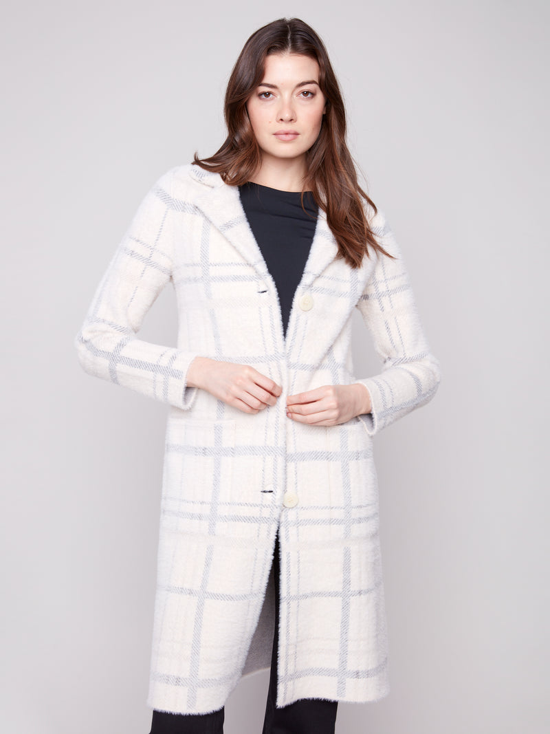 Charlie B Ivory Coatigan With Large Front Pockets