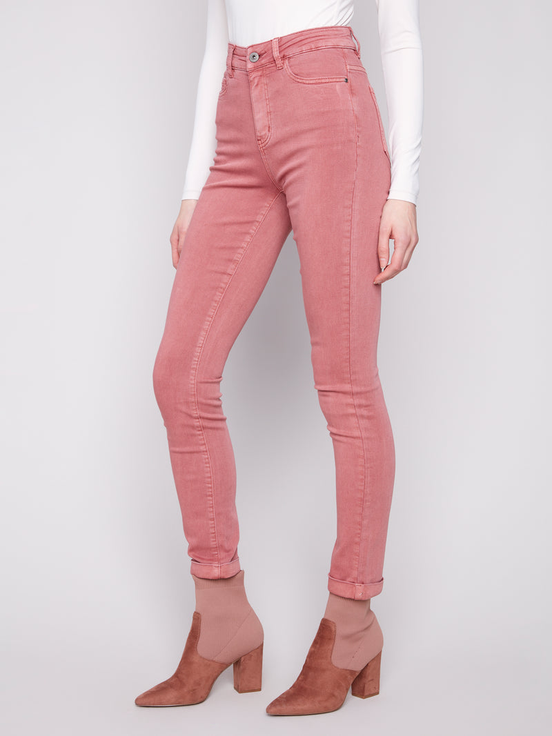 Charlie B Slim Leg Cuffed Jean Primrose