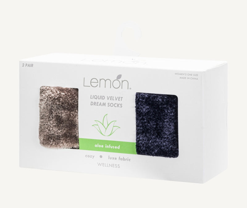 Lemon Liquid Velvet Socks Blue 2 Pack