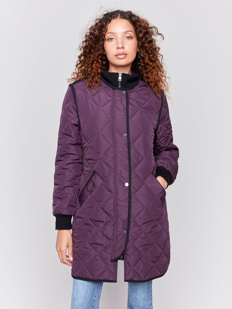 Charlie B Quilted Jacket Plum