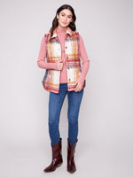 Charlie B Plaid Cardigan Cabernet