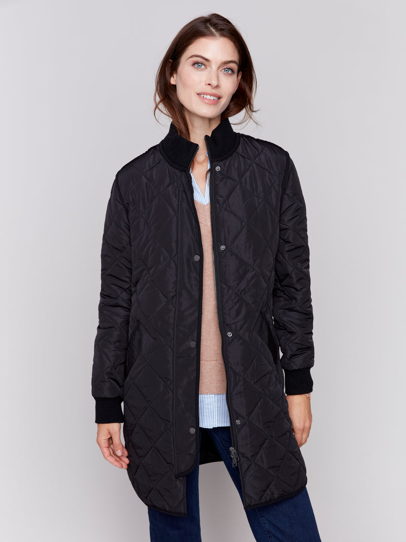 Charlie B Quilted Zip Up Jacket Black