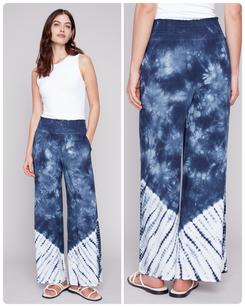 Charlie B Blue Tie Dye Flowy Pants