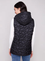 Charlie B Short Star Quilted Vest Black