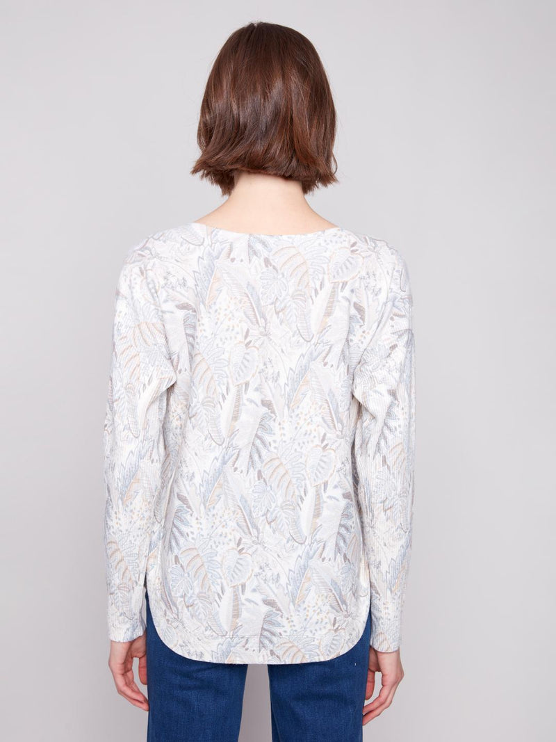 Charlie B Printed Long Sleeve Swaeter Foliage