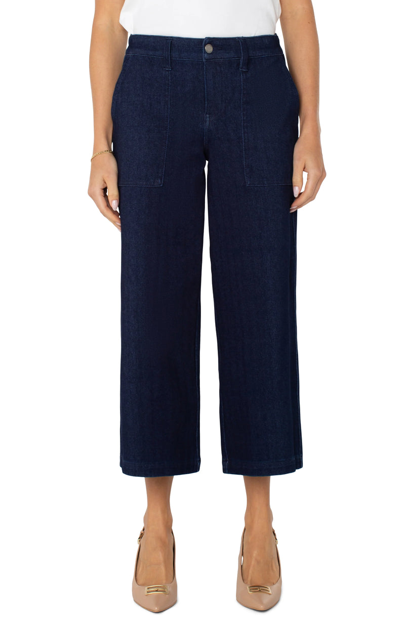 Liverpool Indigo Wide Leg Crop