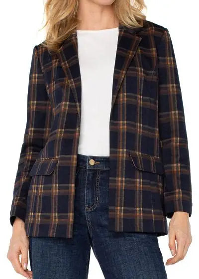 Liverpool Boyfriend Blazer Navy Toffee Plaid