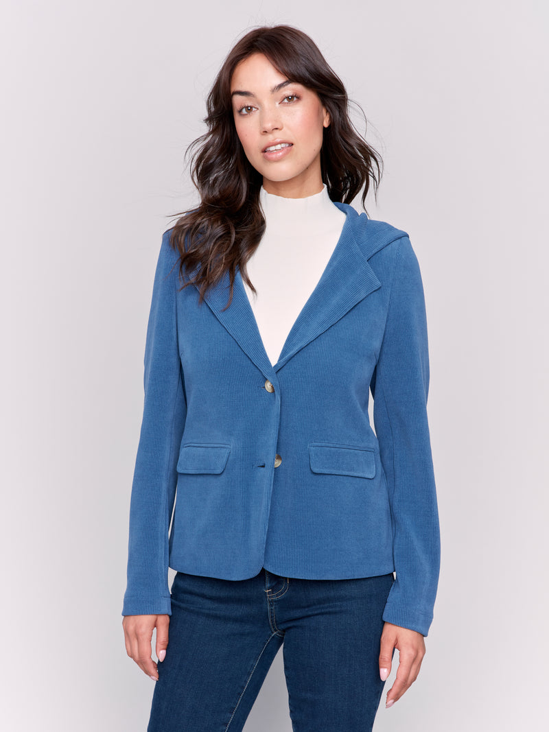 Charlie B Cord Hooded Blazer