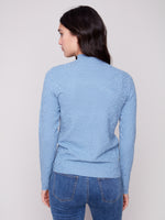 Charlie B Light Long Sleeve Textured Top Oxford Blue