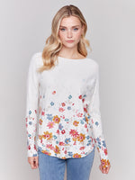 Charlie B Floral Print Soft Light Sweater