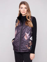 Charlie B Black/Printed Flower Reversible Vest