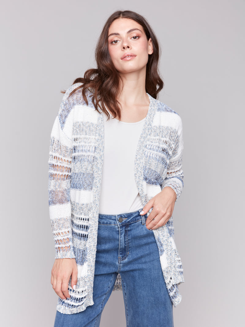 Charlie B Denim Blue Crochet Cardigan