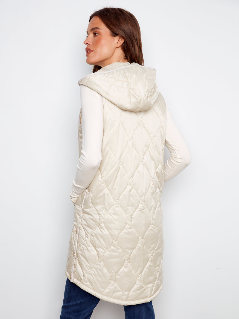 Charlie B Long Nylon Vest Champagne