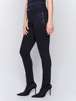 Charlie B Black Skinnny Jeans With Side Zipper Detail