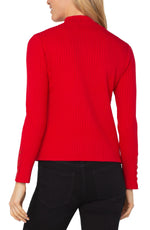 Liverpool Mock Neck With Buttons Tango Red