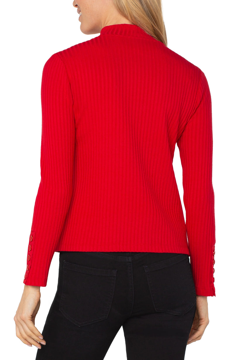 Liverpool Mock Neck With Buttons Tango Red