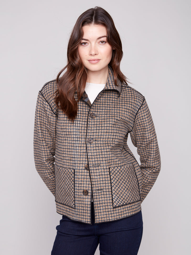 Charlie B Reversible Jacket Cocoa Plaid
