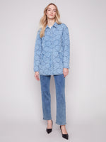 Charlie B Star Quilted Denim Jacket With Welt Pockets